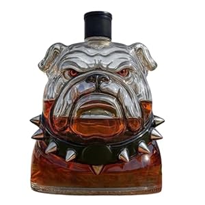 Glass Decanter – 300 ml, bulldog whiskey jug, long-lasting | Comfortable Transparent Alcohol Dispenser Collectible Home Decor For Bar Shelf Living Room Party