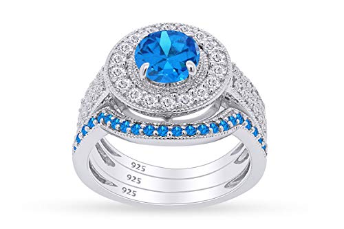 AFFY Simulated Blue Topaz Halo Set
