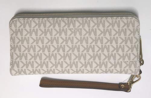 Michael Michael Kors Jet Set Travel Continental Wallet Wristlet (Signature Mk Vanilla) #TOP4