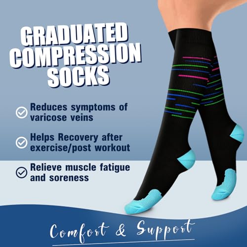 Image of Laite Hebe 4 Pairs-Compression Socks for Women&Men Circulation-Best Support for Nurses,Running,Athletic