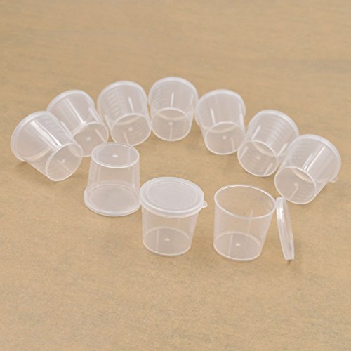 Kesheng 10x 30ml Kunststoff Messbecher Mensur mit Deckel Transparent Labor Werkzeug Cover