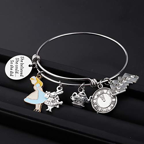 BLEOUK She Believe She Could Inspirational Quote TV Themed Charms Bracelet3