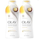 Olay Body Wash for Women, Ultra Moisture, 24/7 Moisture Barrier Repair, Hydrating Formula for Healthy Soft Skin, Vitamin B3 & Hyaluronic Blend, All Skin Types, Shea Butter Scent, 22 fl oz (Pack of 2)