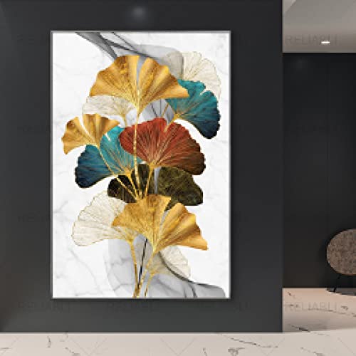 Impression Ginkgo Biloba abstrait coloré grand format 50x70 cm affiche murale