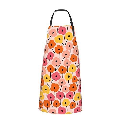 Perinsto Wasserdichte Schürze mit Blumenmuster, mit 2 Taschen, Küchenchef-Schürzen, Lätzchen zum Kochen, Backen, Malen, Gartenarbeit, Fellpflege Cover