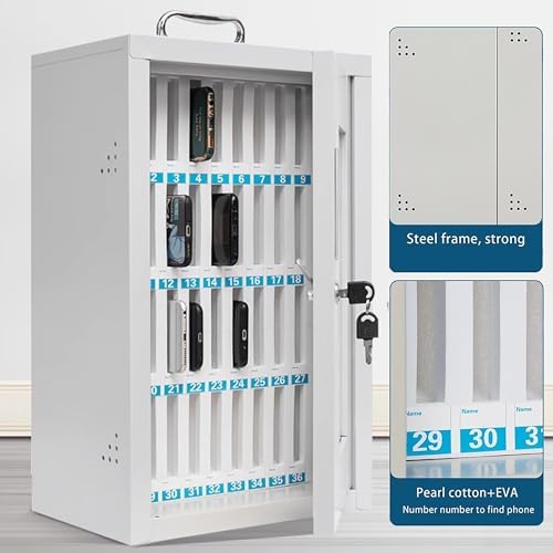 Wall-Mounted Classroom Cell Phone Locker - Safely Organizes 24 Mobile Devices, Perfect for Schools, Offices, and Events - Secure Storage Solution for Desks