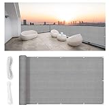 Cerca cubierta para balcón Dimensiones: 500 x 90 cm, se puede cortar libremente pero es mejor coser los bordes juntos lo antes posible, el diseño gris es ideal para decorar un balcón, terraza o jardín.
