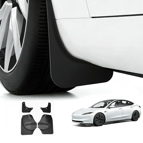 Image of Tesla Model 3 2024 2025 Accessories Mud Flaps, No Drilling No Tape Paint Protection All Weather Splash Guards Tire Protector Mudflaps for Tesla Accessories