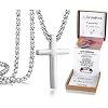 THEMEROL Unique Cross Necklace Gifts with Pull Out Gift Box for Son/Grandson/Dad/Love on Graduation/Fathers Day/Birthday-Black/SilverVarious Sizes
