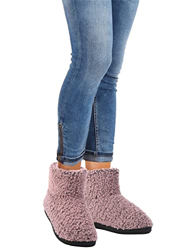 Smxkume Women's Ankle Bootie, Cotton Warm Fluffy Fuzzy Midcalf Booties Non-Slip Bedroom Slippers #TOP1