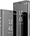 Produktbild KunyFond Überzug Spiegel Hülle für iPhone 7/8 PU Leder Tache Brieftasche Schutzhülle Durchsichtig Clear View Handyhülle Ledertasche Flip Wallet Cover Standfunktion Schale Case (Schwarz)