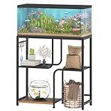 HOOBRO 20 Gallon Fish Tank Stand with Storage Shelves, Heavy Duty Aquarium Stand, Metal Frame Reptile Turtle Tank Stand, 29.9”L x 11.8”W, 220 LBS Capacity, Rustic Brown BF74FT01