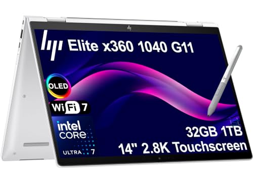 Image of HP EliteBook x360 1040 G11 14 inch 2-in-1 Laptop (Intel Ultra 7 155H VPro, 32GB DDR5, 1TB SSD, 2.8K QHD+ Touchscreen OLED), Business AI PC, Premium EliteBook 840, 14-Hr Battery Life, IR Webcam, Win 11 Pro