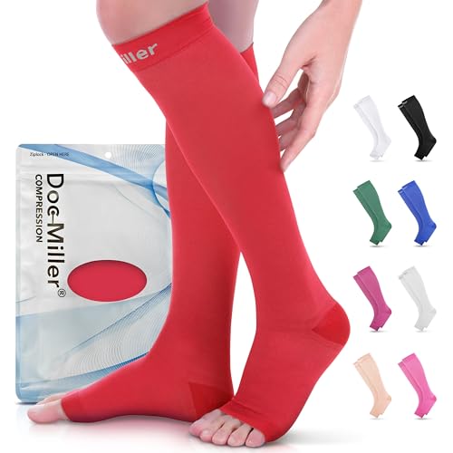 Image of Doc Miller Open Toe Compression Socks 15-20 mmHg for Women & Men