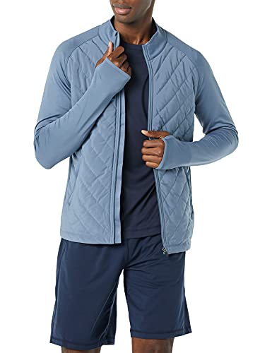 blue quilted jacket men - Amazon Essentials Men's Performance Stretch Quilted Active Jacket, Deep Blue, Medium