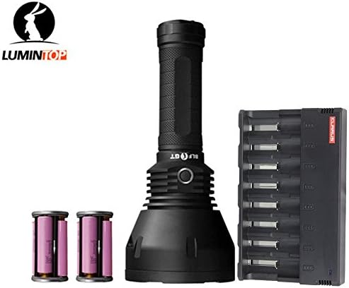 LUMINTOP BLF GT Search Flashlight 12V CREE XHP35 Hi LED max 2000 lumen neutral white beam distance 2000 meter outdoor torch with Batteries Charger (Cold White/CW)