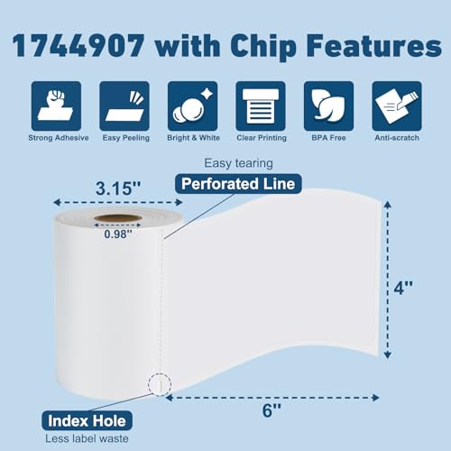 Msudoku 10-roll 1744907 4" x 6" Extra-Large Direct Thermal Shipping Label with RFID Chip, Compatible for DYMO Authentic LW LabelWriter 5XL 4XL Label Printers, Total 2200 Labels, White by Msudoku - Image 2