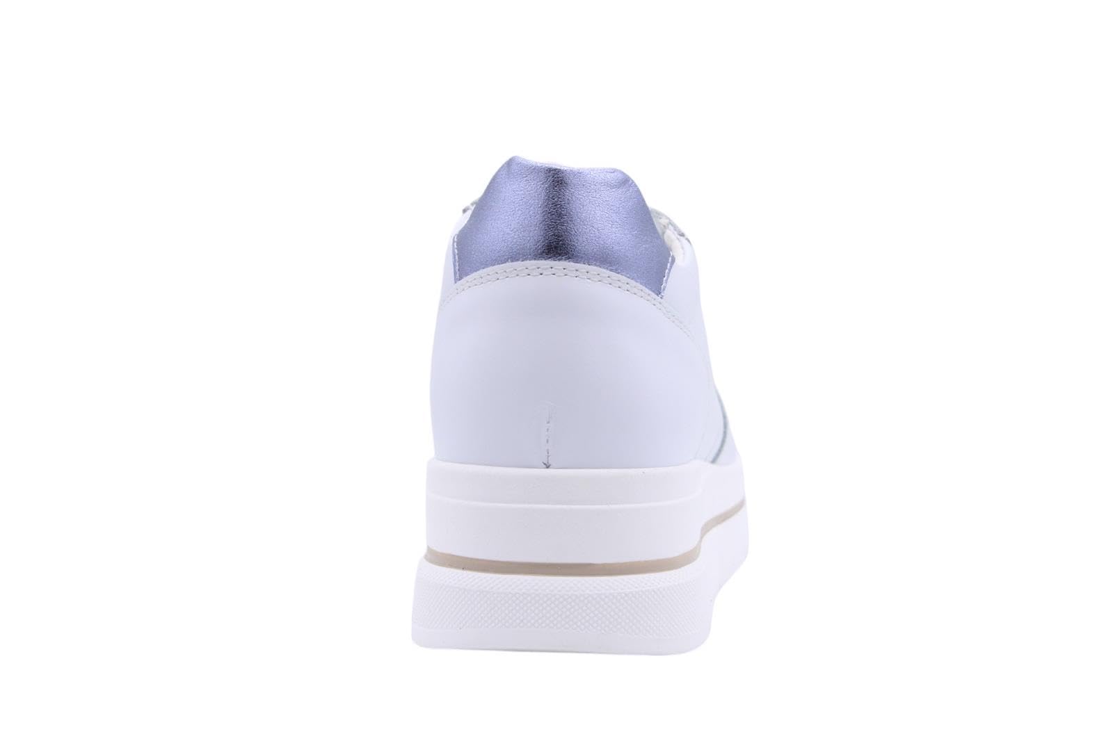 Nero Giardini E512907D Skipper Brill Bianco Sneakers Moda per Donna in Pelle con Zeppa Media (Taglia 40)