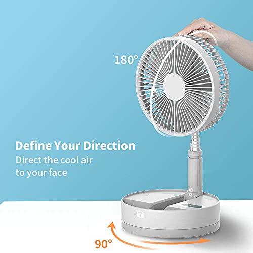 Aihanch Portable Oscillating Fan, 10800Mah Rechargeable Battery Operated Fan Desk And Floor Fan, 4 Speeds Height Adjustable Foldaway Fan With Remote Timer Night Light For Home Outdoor Camping #TOP3