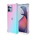 Produktbild HONLEN Hülle für Motorola Moto Edge 40 Pro Case, 6.67" Inches Transparent Farbverlauf Design TPU Silicone Handyhülle, Verstärkung mit Vier Ecken Cover Rosa Grün