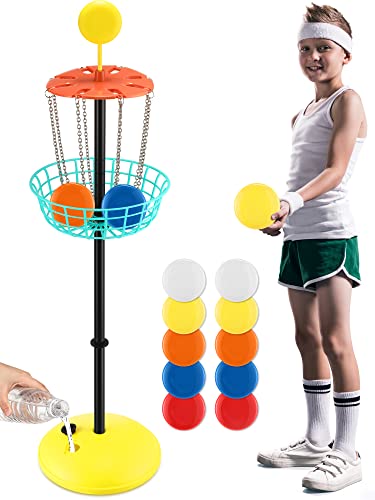 Meooeck Disc Golf Set, 42 Inches Mini Disc Golf Kids Disc Golf Disc Golf Starter Set Disc Golf Baskets With 10 Flying Discs For Indoor Outdoor Yard And Beach Games #TOP24