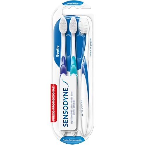 Sensodyne Escova de Dente Extra Macia, Gentle, para Dentes Sensíveis, 3 unidades Sensodyne Escova de Dente Extra Macia, Gentle, para Dentes Sensíveis, 3 unidades