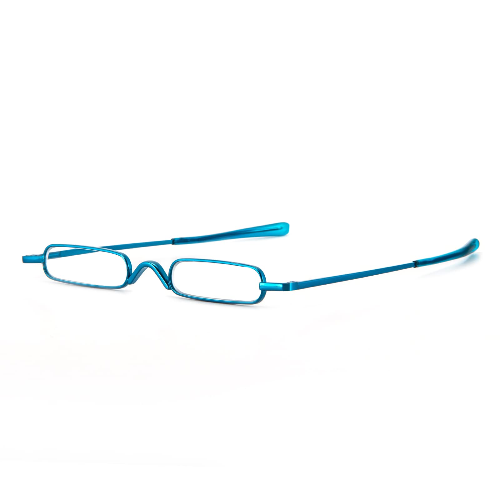 MMOWW Mini Compact Reading Glasses for Men Women -Superlight Metal Pocket Readers with Portable Pen Cases (Blue, +2.5) - Image 3
