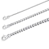 Naler 3 paquetes de cadenas de collar a granel, collar de eslabones cubanos de acero inoxidable para hombres y mujeres, 3/6/9 mm de ancho 55 cm de largo, juego de cadenas resistentes para hacer joyas