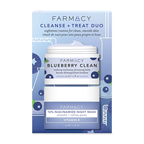Farmacy Cleanse & Treat Duo - Makeup Remover Cleansing Balm & 10% Niacinamide Facial Mask - The Perfect Nighttime Skincare Routine #TOP2