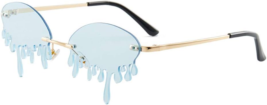 Melting Heart Sunglasses for Women Men Rimless Love Dripping Party Glasses Gold Metal Frameless Tear Drop Eyewear