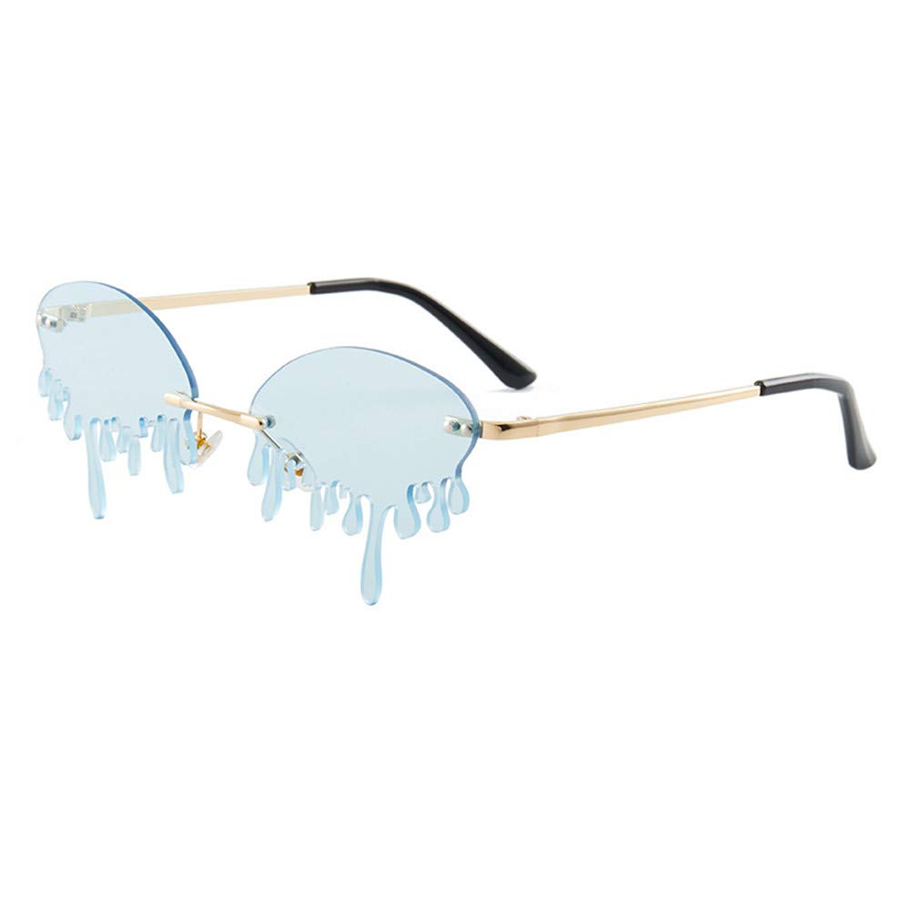 LASPORMelting Heart Sunglasses for Women Men Rimless Love Dripping Party Glasses Gold Metal Frameless Tear Drop Eyewear