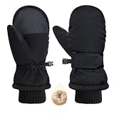 HOPSOOKEN Kids Winter Snow Mittens for Little Girls Boys Thermal Warm Thick Fleece Waterproof Ski Gloves for...