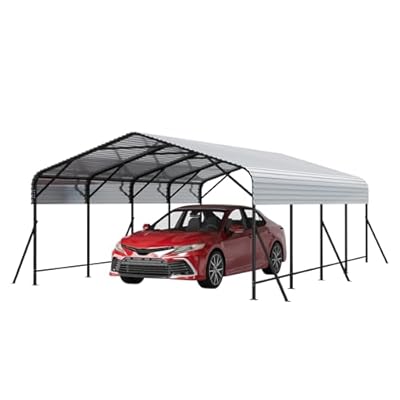 GarveeLife 13x20x8 ft Oversized Metal Carport with Galvanized Steel Roof, Heavy Duty Carport for 2 Cars, Metal Garage for Car, Truck, Tractor, Boat