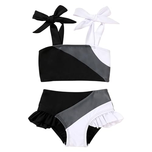 Image of YOUNGER TREE Toddler Girls Two Pieces Swimsuit Color Block Stripe Swimwear Summer Beach Bathing Suit 18M-5T