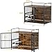 BKNROIHB Furniture Style Large Dog Crate with Adjustable Raised Feeder for Dogs - Steel Tube Structure, Anti-Chew Design, Elegant Side Table(41