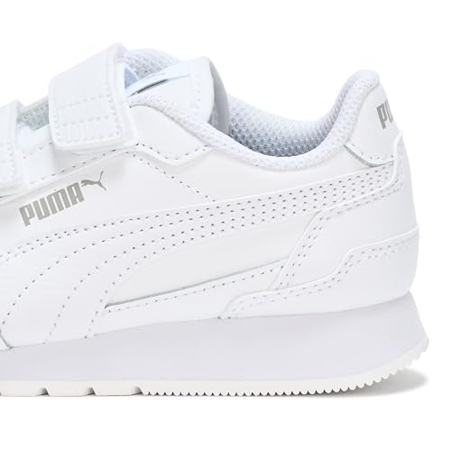 Puma Unisex-Child ST Runner Hook and Loop Shoes, Puma White-Puma White-Gray Echo, Toddler 9