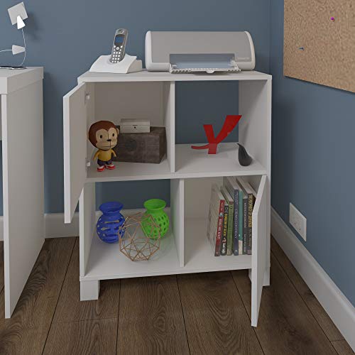 Balcão Baixo Multiuso 2 Portas 4 Nichos Kuad Artany - Branco