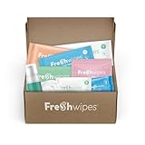 FreshWipes Self Care Starter Kit - 10 Piece Personal Hygiene Gift Set - Rinse Free & Waterless Cleansing For Men & Women - Includes All Over Body Wipes, Shampoo Cap, Body Wash, Intimate Wipes & More