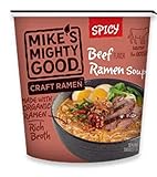 Mikes Mighty Good 319669 1.8 oz Spicy Beef Flavor Ramen Noodle Soup Cup - Pack of 6