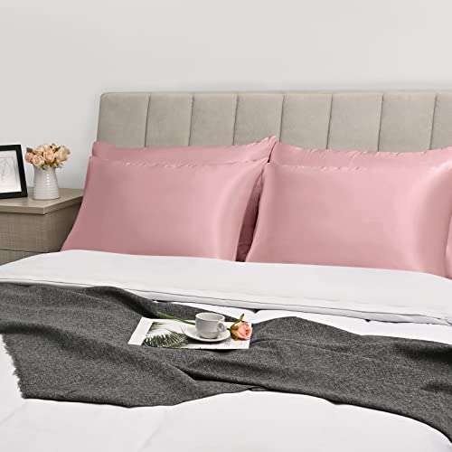 Satin Pillowcase For Hair And Skin, Set Of 2 Coral Silk Pillowcase Queen Satin Pillowcases With Envelope Closure(Coral,20X30 Inches) #TOP1