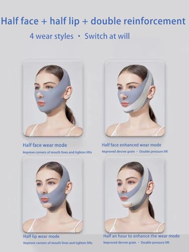 Serena.H Máscara de Dormir Facial em Forma de V, Reutilizável, Cinza, Lycra, Macia e Respirável