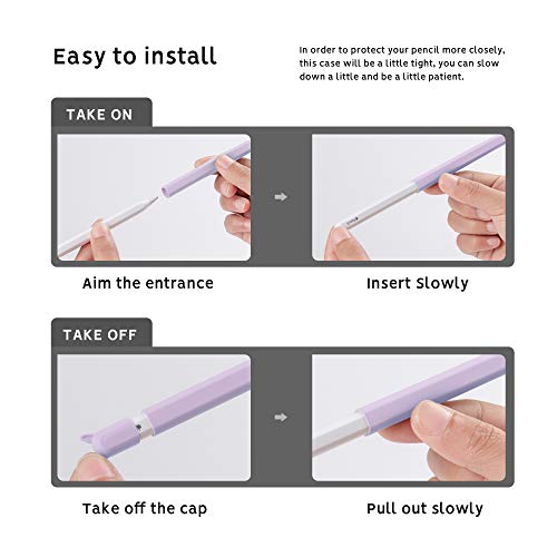 Image of Cute Ear Case Silicone Skin Cover for Apple Pencil 2nd Generation, and Protective Nib Cover Accessories Compatible with iPad Pro 11 12.9 inch,Purple