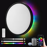 Roomratv 15.8Inch Smart Ceiling Light, Alexa Ceiling Light with Remote Control, RGB Color Changeable