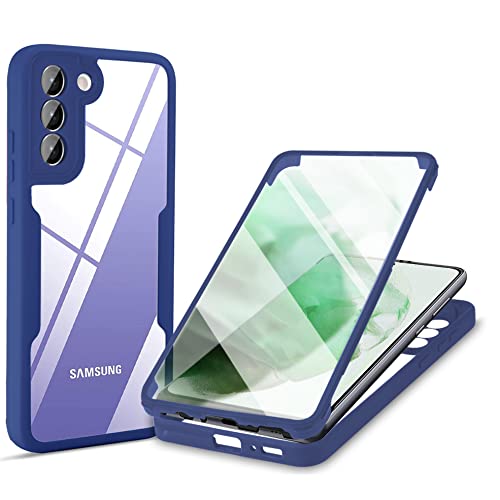 Custodia Trasparente per Samsung Galaxy S23 5G con Protezione per Display Integrata Dual Layer Ibrida 360° Full Body Antiurto Protettiva Cover Blu