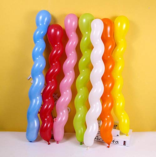 Boopati Latex Spiral Balloon 40 Inches,Mixed Color 100 pcs for Children\'s Birthday Decoration