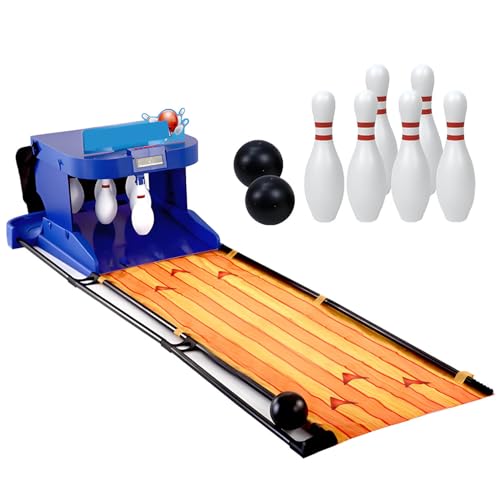 Image of Electronic Bowling Alley Game Set with Automatic Reset, Lighting & Sound Effects, Foldable, 6.56ft, for Kids and Adults Indoor Home Family