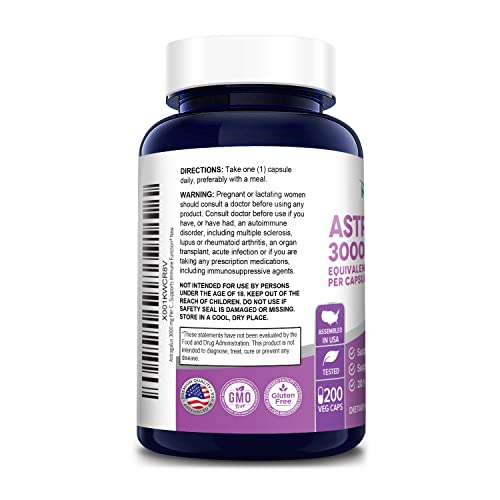 Nusapure Astragalus 3000 Mg Per Caps, Extract 20:1 200 Veg Capsules (Non-Gmo & Gluten-Free) #TOP2