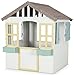 WONDERMAKE® Design Kinder Spielhaus Holz mit 2 Pflanzkästen und magn. Tür + Fenster, Kinderspielhaus ab 3 Jahre Garten Outdoor draußen wetterfest klein hoch, Gartenhaus 115x101x130 cm, weiß grau bunt