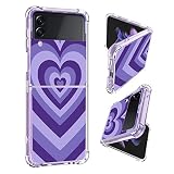 ZIYE Compatible Samsung Galaxy Z Flip 4 Case Purple Love Heart for Women Men, Flexible Soft TPU Bump