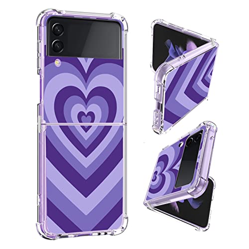 Ziye Compatible Samsung Galaxy Z Flip 4 Case Purple Love Heart For Women Men, Flexible Soft Tpu Bumper, Reinforced Corners Shockproof Protective Phone Case For Samsung Galaxy Z Flip 4 2022 Released #TOP12
